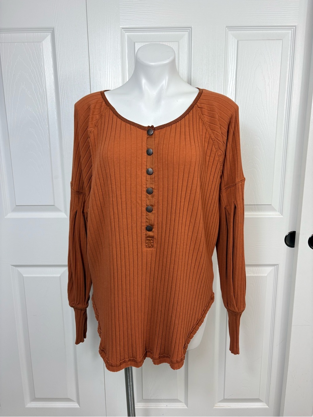 FP Movement by Free People Ribbed Snap Henley Tunic in Rust - Picture 5 of 12